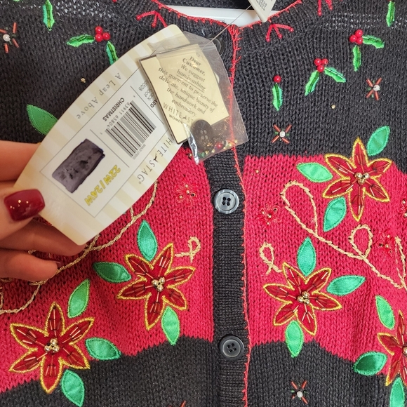 NWT White Stag Cardinal Embroidered Embellished Black Knit Cardigan 22/24 3X - Picture 15 of 16